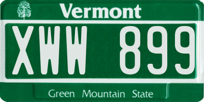 VT license plate XWW899