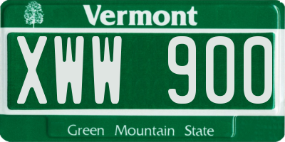 VT license plate XWW900