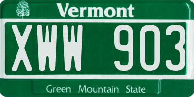 VT license plate XWW903