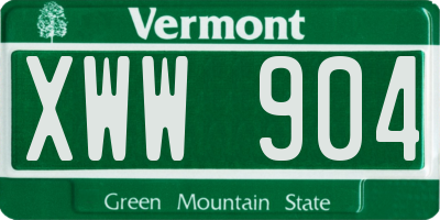VT license plate XWW904