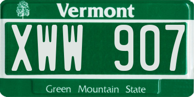 VT license plate XWW907