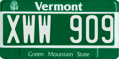 VT license plate XWW909