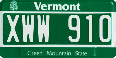 VT license plate XWW910