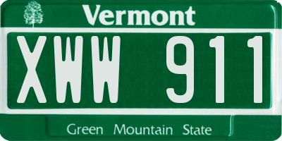 VT license plate XWW911