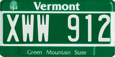 VT license plate XWW912