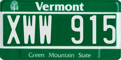 VT license plate XWW915