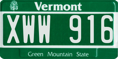 VT license plate XWW916