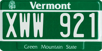 VT license plate XWW921