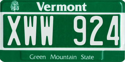 VT license plate XWW924