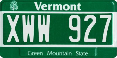 VT license plate XWW927
