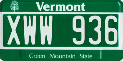 VT license plate XWW936
