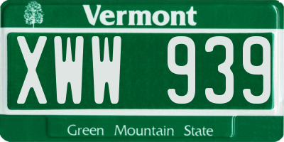 VT license plate XWW939