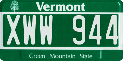 VT license plate XWW944