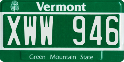VT license plate XWW946