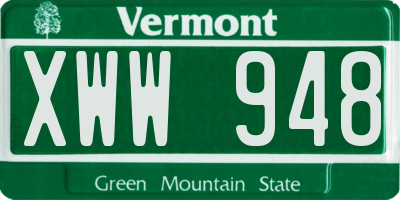 VT license plate XWW948