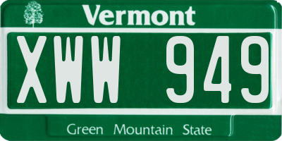 VT license plate XWW949