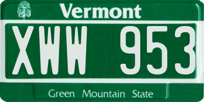 VT license plate XWW953