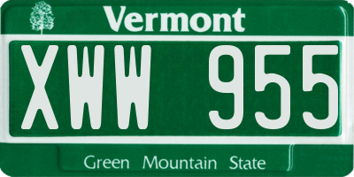VT license plate XWW955