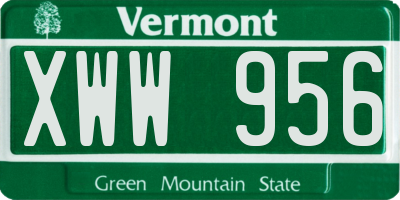 VT license plate XWW956