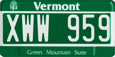VT license plate XWW959