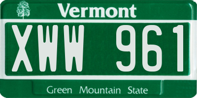 VT license plate XWW961