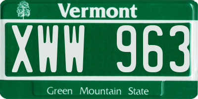 VT license plate XWW963