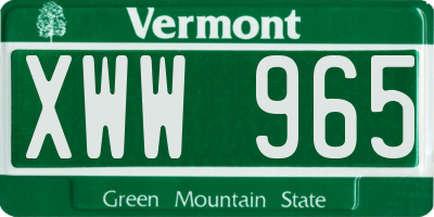 VT license plate XWW965