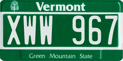 VT license plate XWW967