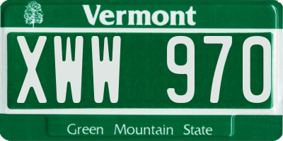 VT license plate XWW970