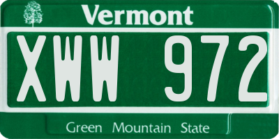 VT license plate XWW972