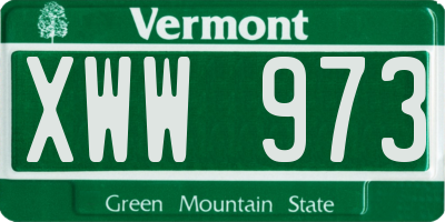 VT license plate XWW973