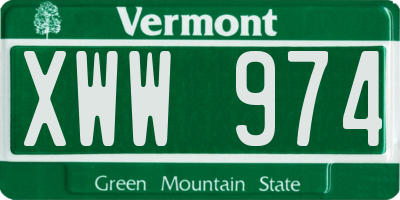 VT license plate XWW974