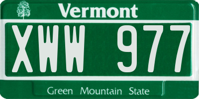 VT license plate XWW977
