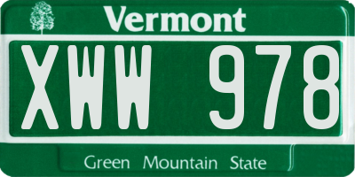 VT license plate XWW978