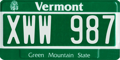 VT license plate XWW987