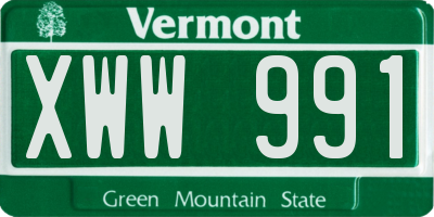 VT license plate XWW991