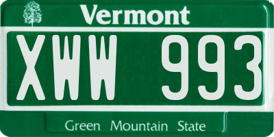 VT license plate XWW993