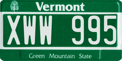 VT license plate XWW995