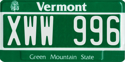 VT license plate XWW996
