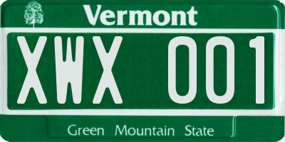 VT license plate XWX001