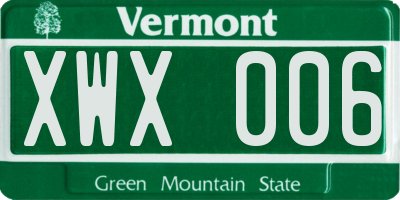 VT license plate XWX006