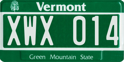 VT license plate XWX014