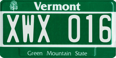 VT license plate XWX016