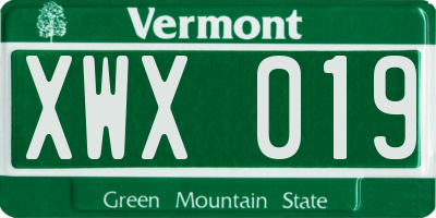 VT license plate XWX019