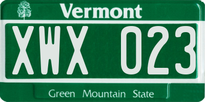 VT license plate XWX023