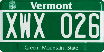 VT license plate XWX026