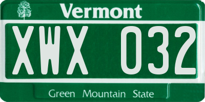 VT license plate XWX032
