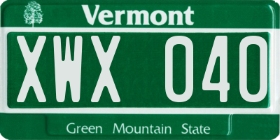 VT license plate XWX040
