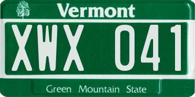 VT license plate XWX041