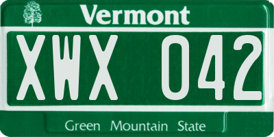 VT license plate XWX042